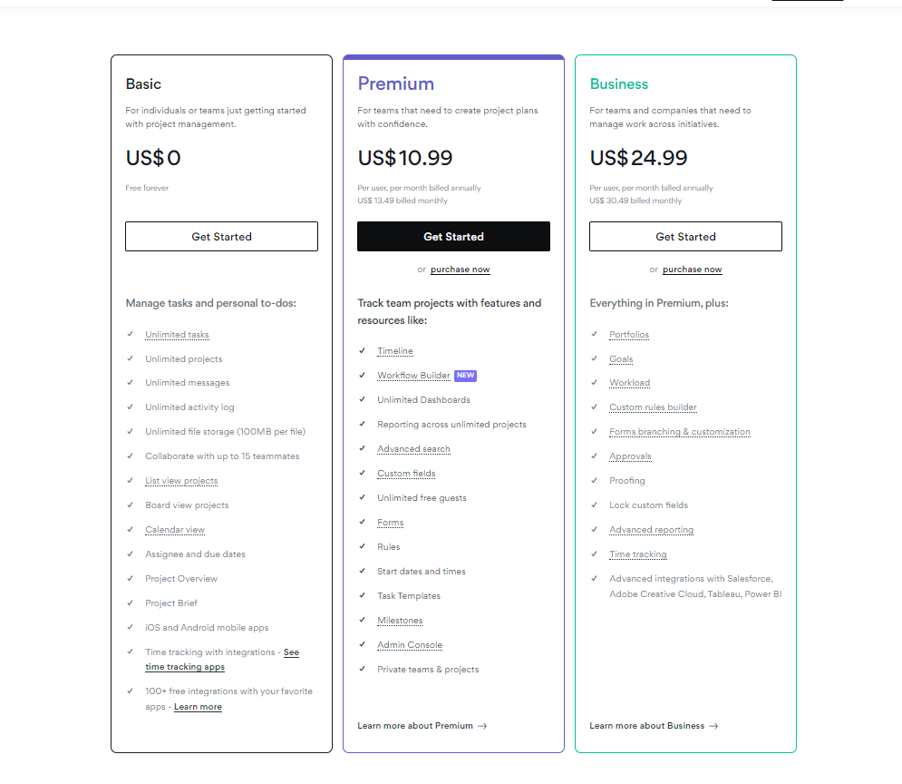 Asana Pricing