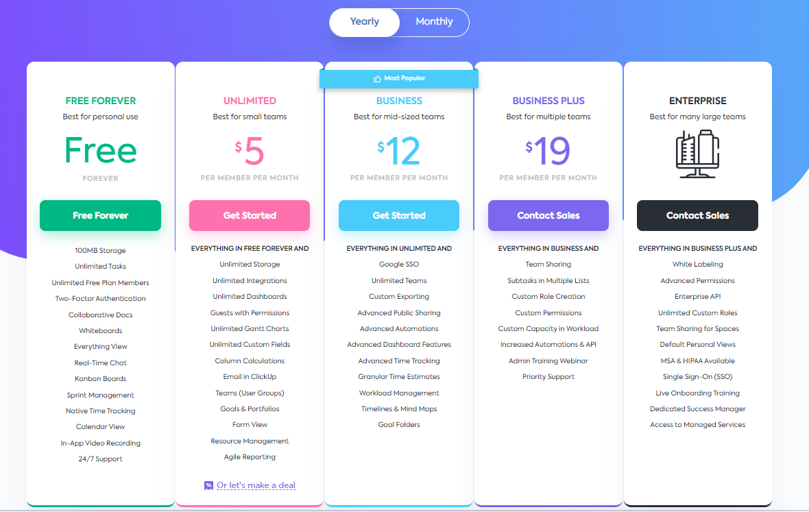 ClickUp Pricing